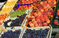 fruit boxes for sale in the fruit and vegetable market Royalty Free Stock Photo