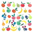 Lots of fruits and berries watercolor hand sketch