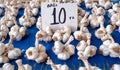 Lots of garlic on the open air market in Antalya, Turkey A bunch of garlic price: 10 Turkish Lira.