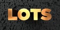 Lots - Gold text on black background - 3D rendered royalty free stock picture