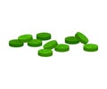 Lots of green pills. Vector illustration on white background. Royalty Free Stock Photo