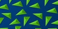 Lots of Green Triangle and Diamond 3D Shapes Texture - Geometric Mosaic Pattern on Dark Blue Background