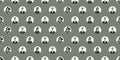 Lots of Grey Seamless User Avatars Texture, Background with Rows of People, Face Symbols - Pattern Design