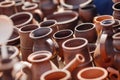 Lots of handmade clay pot, bowl and mug. Royalty Free Stock Photo