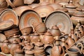 Lots of handmade clay pottery production