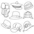 Lots of Hats Line Style Drawing 02