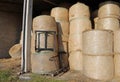 Lots of hay bales in the farmhouse store used to feed the beasts