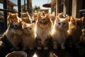 lots of hungry cats asking for food