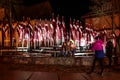 Lots of Latvian red and white flags on the day of proclamation of the Republic of Latvia