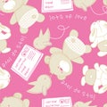 Lots of love bear and bird seamless pattern Royalty Free Stock Photo