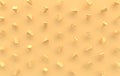 Lots of of maasdam cheese pieces on yellow background 3d rendering. A pile of toy cheese slices