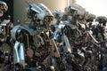 Lots of metal robots. AI generative