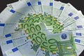 Lots of money cash. 100 Euro banknotes in a circle for winning, save up money or profit