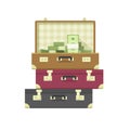 Lots of money heap or million cash pile of dollars in suitcase case vector flat cartoon illustration isolated, idea of Royalty Free Stock Photo