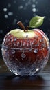 lots of musical note symbols inside an apple made of crystal