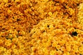 Lots of orange chrysanthemum flowers. Background image from a flowerbed