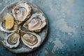 lots of oysters on a plate, in the style of nature-based patterns,