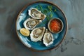 lots of oysters on a plate, in the style of nature-based patterns,