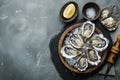 lots of oysters on a plate, in the style of nature-based patterns,