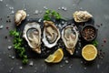 lots of oysters on a plate, in the style of nature-based patterns,