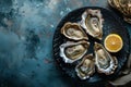 lots of oysters on a plate, in the style of nature-based patterns,