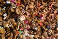 Lots of Padlocks On Bridge over the Seine, Paris France, symbolizing Love and Trust