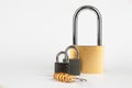 Lots of padlocks isolated on a white background. Multilevel authentication