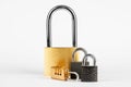 Lots of padlocks isolated on a white background. Multilevel authentication