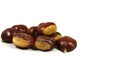 Lots of Parede class chestnuts isolated with white background Royalty Free Stock Photo