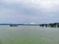 Lots of people on the boat on the river Royalty Free Stock Photo