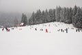 Lots of people having fun in snow