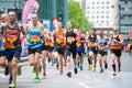 Lots of people running in London Marathon. London, UK