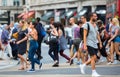 Lots of people walking in Oxford street, the main destination of Londoners for shopping. Modern life concept. London Royalty Free Stock Photo