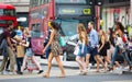 Lots of people walking in Oxford street, the main destination of Londoners for shopping. Modern life concept. London Royalty Free Stock Photo