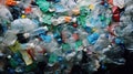 Lots of plastic garbage, bottles in the ocean. problem of utilizing the world\'s oceans