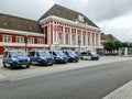 Lots of police cars in front of the train station in Hamm in Ger