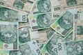Lots of polish green banknotes Royalty Free Stock Photo