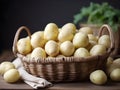 Lots Potatoes in a basket Ai Generated Royalty Free Stock Photo