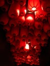 Lots of red Chinese lanterns. Oriental decor