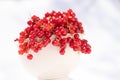Red currant bowl, focus on foreground