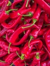 lots of red hot pepper seasoning to food as background Royalty Free Stock Photo