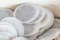 Lots of round black tea bags Royalty Free Stock Photo