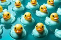 Lots of rubber duckies on the surface of the water Royalty Free Stock Photo