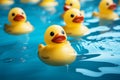 Lots of rubber duckies on the surface of the water Royalty Free Stock Photo