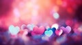 Lots of shiny multicolored hearts and bokeh, congratulatory festive background for Valentine\'s day