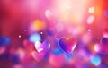 Lots of shiny multicolored hearts and bokeh, congratulatory festive background for Valentine\'s day