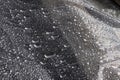 Lots of shiny raindrops on the plastic smooth surface Royalty Free Stock Photo