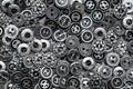 Lots of silvery metal buttons. Steampunk background