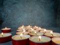 Lots Of Small Lit Candles. Dark Mysterious Atmosphere