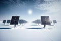 Lots Of Solar Panels In The Snow. Generative AI